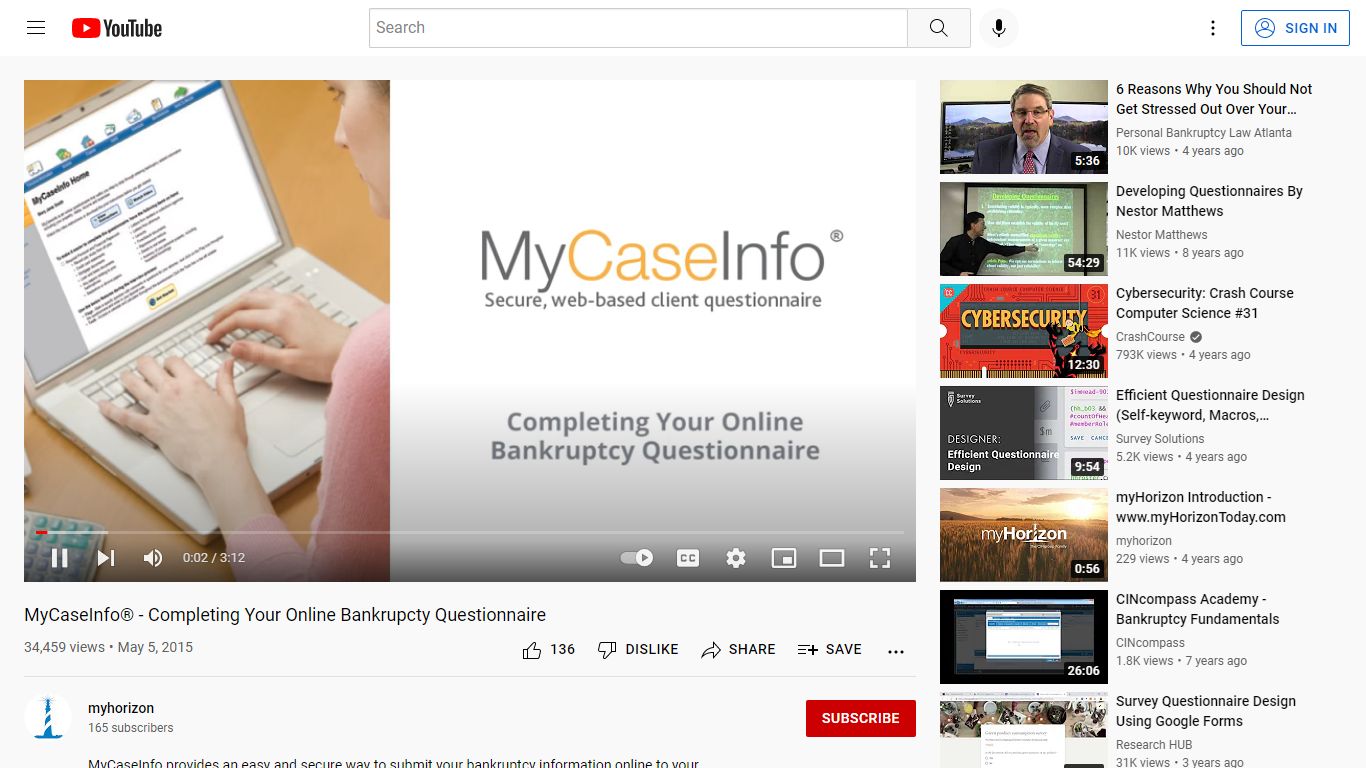 MyCaseInfo® - Completing Your Online Bankrupcty Questionnaire